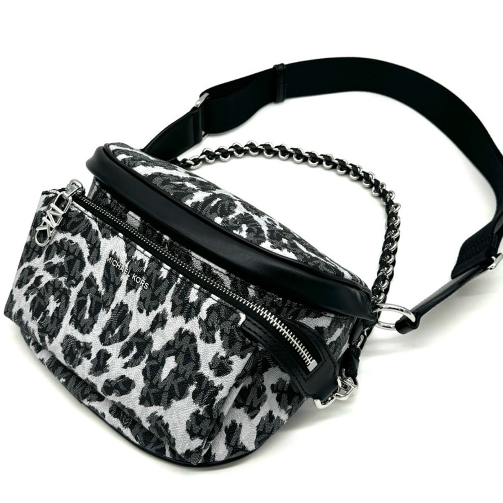Michael Kors Medium Slater Sling Pack Chain Messenger Crossbody Bag Black Multi